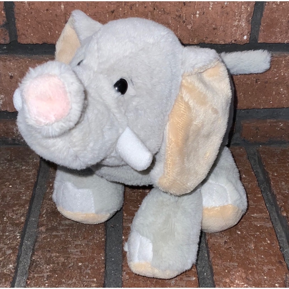 Ganz Velvety Elephant Plush Stuffed Animal Grey Peach HM167